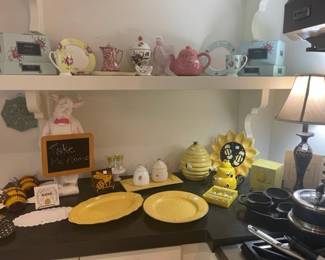 Bee items, pretty china and glassware