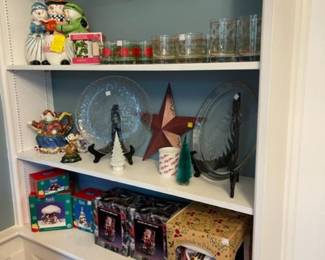 Christmas glassware, and decorative items