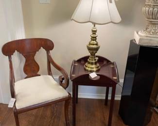 Antique side chair, Bombay Co small butlers table