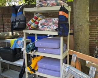 Cushions and plastic shelving