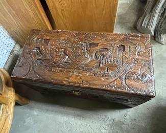 Carved wood trunk.....