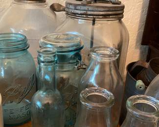 Vintage Bottles, Butter Churn