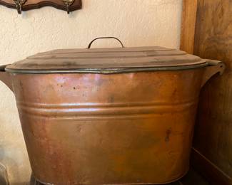 Copper Tub/ with lid and handles