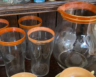 Glass Pitcher and Four Glasses