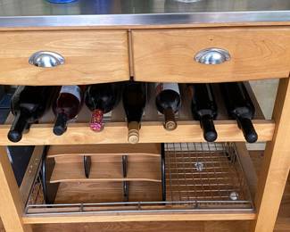 Kitchen Island with Stainless Steel Top (on wheels)
