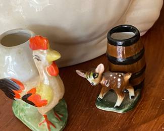 Vintage Toothpick Holders, Baby Deer and Chicken