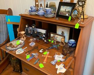 Early American Maple Secretary and a collection of crosses