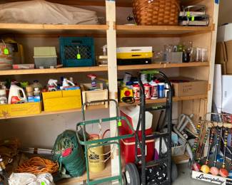 Garage full of jars, tools, camping gear, tool boxes and much more