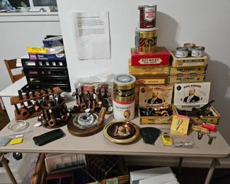 Vintage pipes cigar boxes