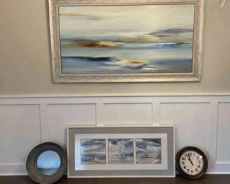 Painting, Print, Clock and Mirror
