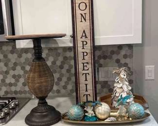 Side Table and Assortment of Home Decor