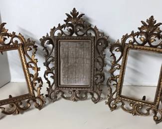 Victorian Brass Vanity Table Mirror frames, Picture Frames - Set Of 3 