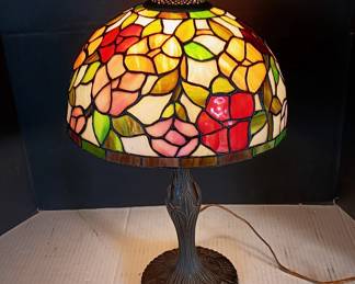Tiffany Style Stained Glass Table Lamp, 21 Inch Tall, No Breaks, 1st Of 2