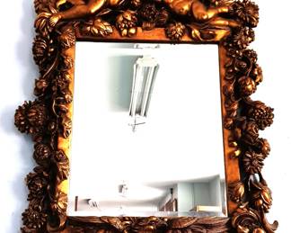 Rare Cherub/ Angel Gold Rococo Style Mirror, Large 30 By 48 Inch,  Syroco 1970s