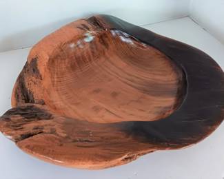 Natural Edge Hand Turned Wood Bowl, Organic Form 14" OD, 9" Inside Bowl, Burl Wood Centerpiece 