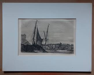 Emile-Frederic Nicolle (French, 1830-1894), "Saint-Valery-en-Caux," etching, signed in plate, printed by the Chalcographie du Louvre, impressed mark visible in lower margin
size: Sheet 9 1/2 by 12 5/8 inch
impression: 5 1/4 by 8 3/8 inch