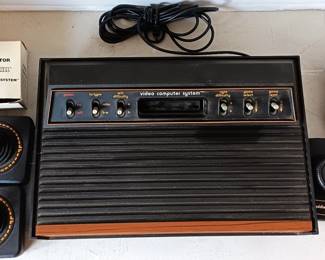 Atari Wood Grain Console Computer/ Game System W/ Joy Sticks & Paddles, For Parts