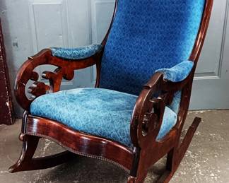Antique 1890s Lincoln Rocking Chair, Solid & Needs Cleaning