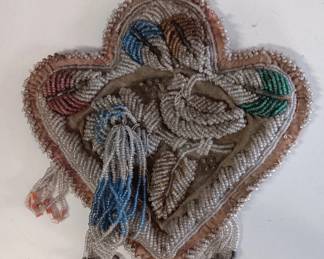 Vintage Native American Iroquois Beaded Cushion, Some Bead Loss, Circa 1900