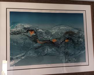 Large 32x 42" Contemporary Litho #1/1, French Mont De Sene 'Dragon Sene', Signed/ Framed