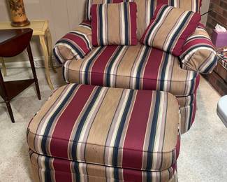 CR Laine overstuffed arm chair and ottoman.
