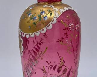 Venetian painted glass vase or bottle.