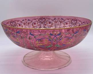 Venetian painted glass footed bowl.