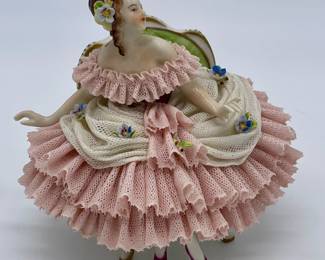 Volkstedter Dresden German lace figurine.