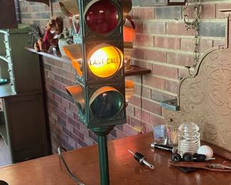 Fun vintage bar stop light.