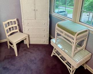 Wicker bedroom furniture.