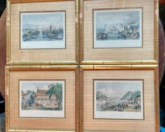 Group of 19th C. English colored etchings depicting travel to China.