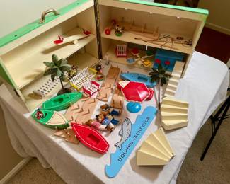 Dolphon Yacht Club folding ship playhouse with 4 German Kunstlerschutz Wanger bears.