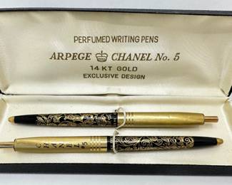 Set Of 2 Arpege Chanel No 5 14K Gold Perfumed Writing Pens In Original Case
Lot #: 5