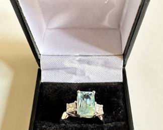 14K White Gold & Blue Diamond Ring, Size 7.75 (See Last Photo For Full Written Description)
Lot #: 3