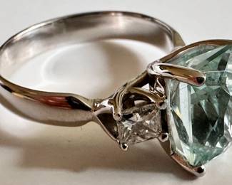 14K White Gold & Blue Diamond Ring, Size 7.75 (See Last Photo For Full Written Description)
Lot #: 3