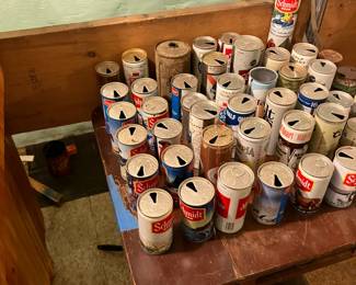 beer can and bottle collection (all empty) half of them have been sold not all pictured are still there