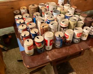 beer can and bottle collection (all empty) half of them have been sold not all pictured are still there