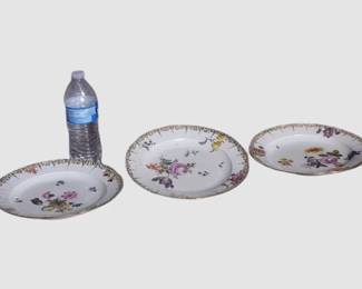 12. Three 3 Meissen Porcelain Floral Pattern Dishes