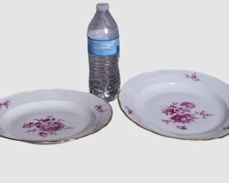 13. Two 2 Pink and White Meissen Porcelain Plates