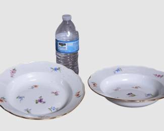 20. Two 2 Meissen Porcelain Floral Pattern Soup Bowls