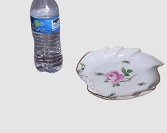 27. Meissen Porcelain Pink Rose Leaf Dish