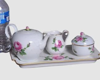 50. Meissen Porcelain Pink Rose Partial Tea Service