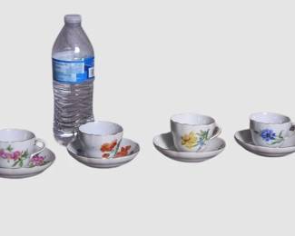 52. Four 4 Meissen Porcelain Teacups With Saucers