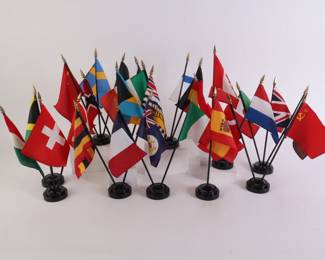 Lot 5782 Lot of Small International Flags with Stands