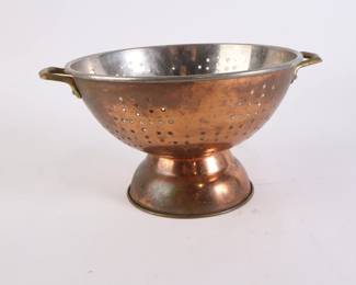 Lot 6277 Copper Colander with Brass Handles