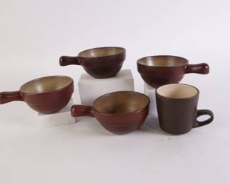 Lot 6288 Heath USA Pottery French Onion Soup Bowls and Mug