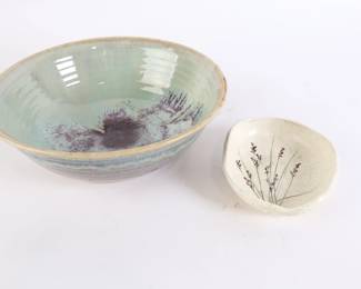 Lot 6308 Large Pottery Bowl and Trinket Dish