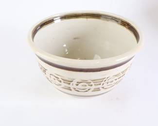 Lot 6321 Large Beige and Brown Pottery Bowl