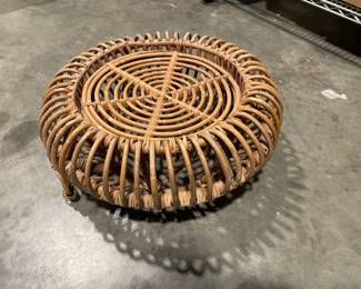 Lot 6327 Reversible Vintage Bamboo Foot Stool Basket