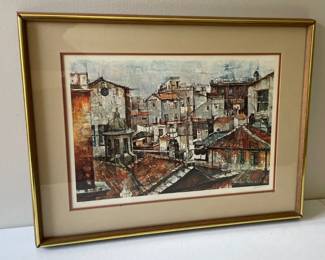Lot 6525 Rooflines Cityscape  signed print